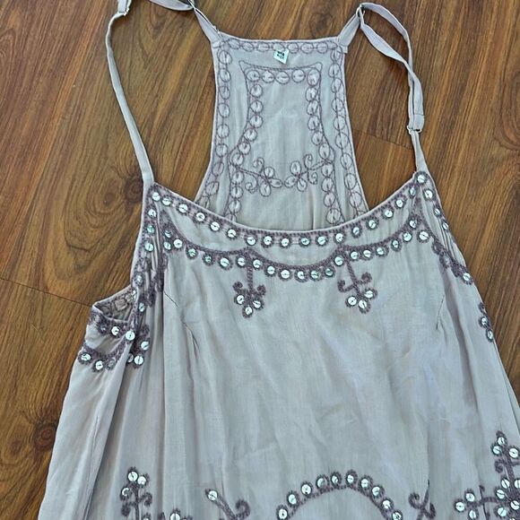 Gorgeous maxi dress rayon embroidered Indian style one size lavender dusty Rose - Picture 3 of 6